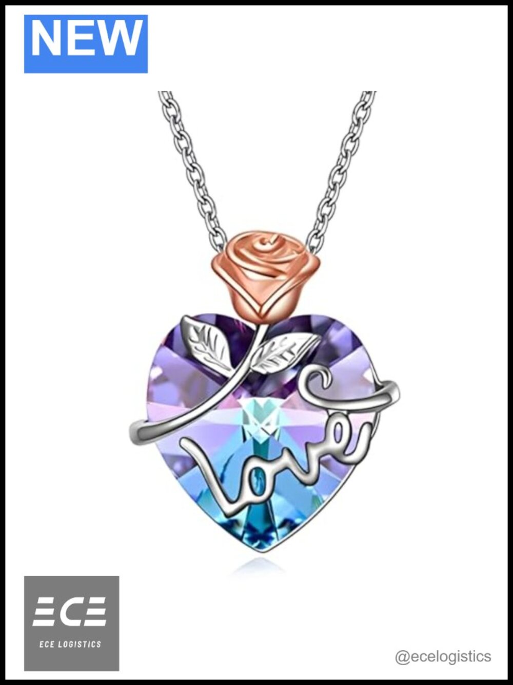 Sterling Silver Heart Pendant Necklace with Austrian Crystal
